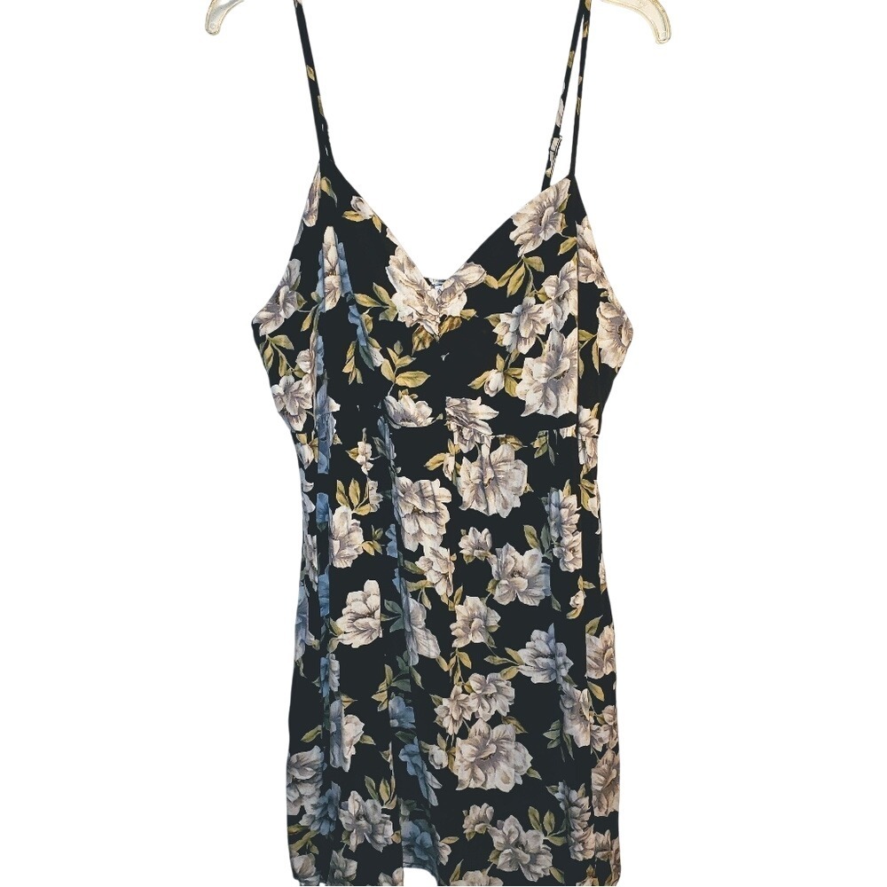 RUSH‎ Plus 3X 22 24 Black Floral Skater A-Line Tank Dress Sundress